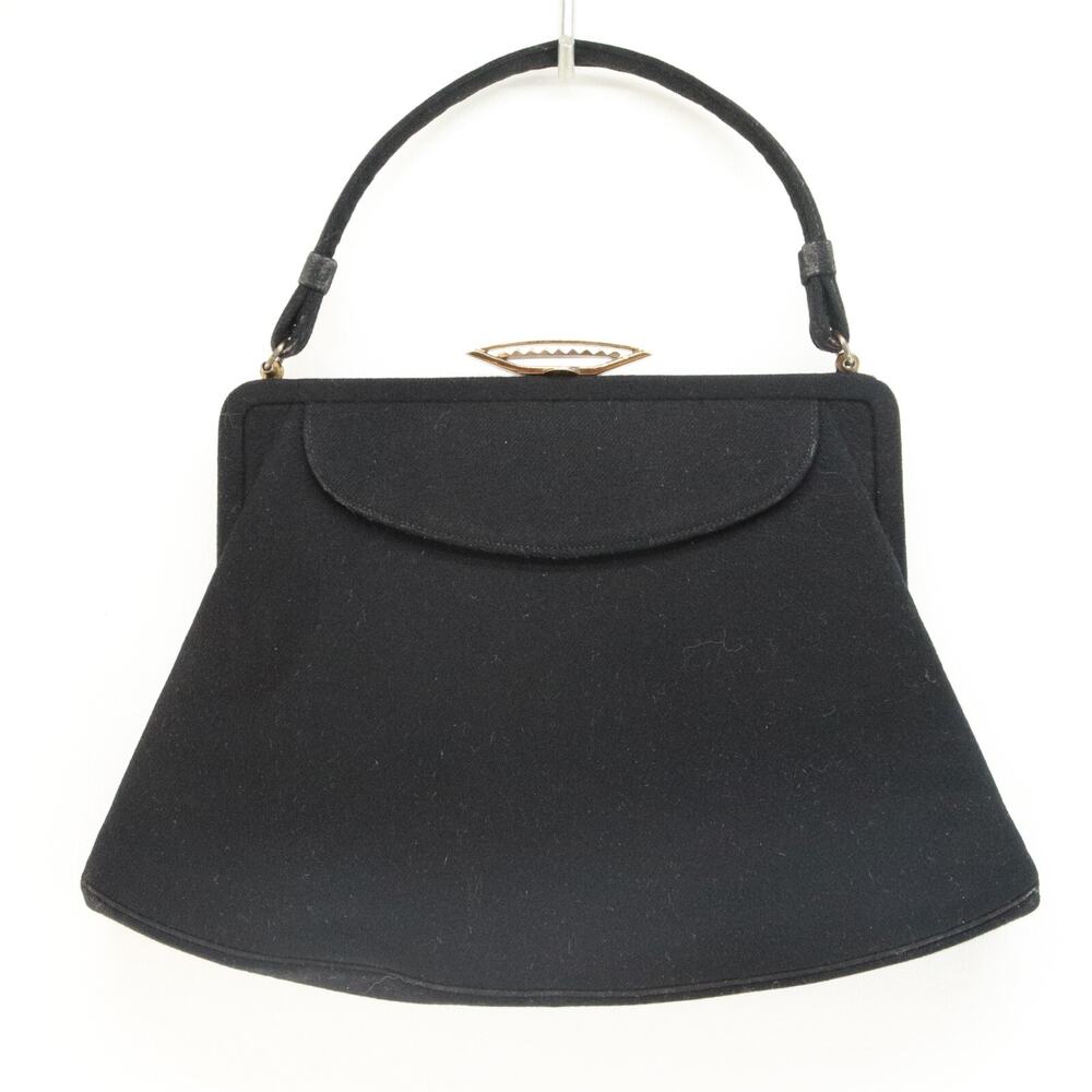 Classic Lewis Handbag Women Small Black Wool Satchel Latch Lined Purse Bag